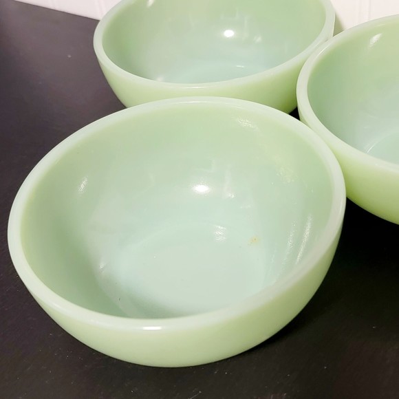 Set Of 3 Fire King Jadeit Mint Green‎ Round Shape Dishwasher Safe Serving Bowl - Picture 5 of 5